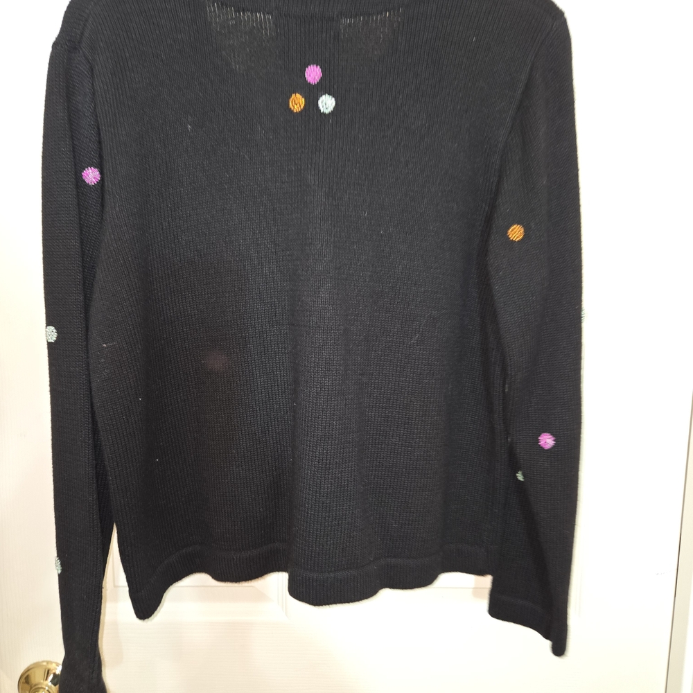 Berek Black Sweater with Colorful Cat Embroidery Size Medium - Picture 5 of 5